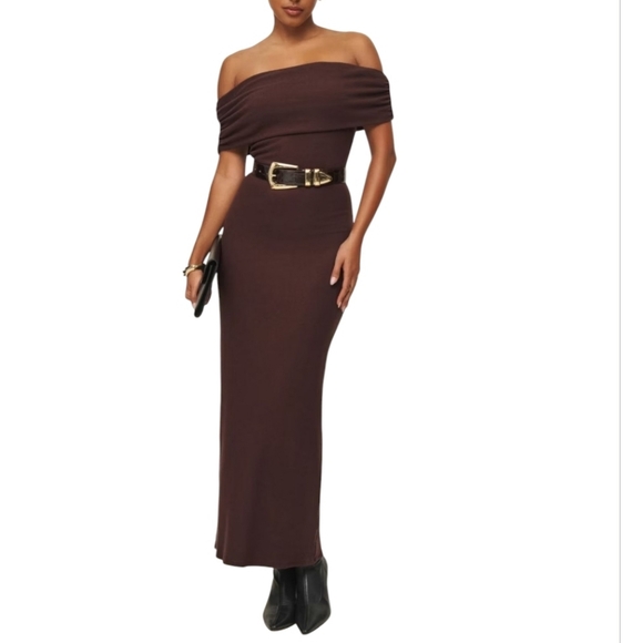 Reformation Dresses & Skirts - REFORMATION | Josefina Off The Shoulder Knit Dress In Burgundy ~ Size US 2